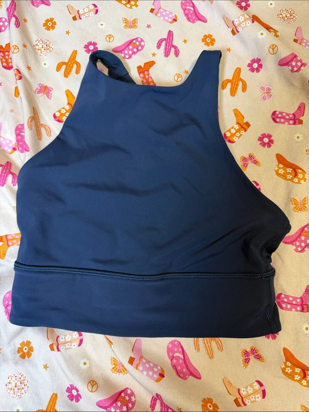 lululemon dark navy strappy crisscross sports bra